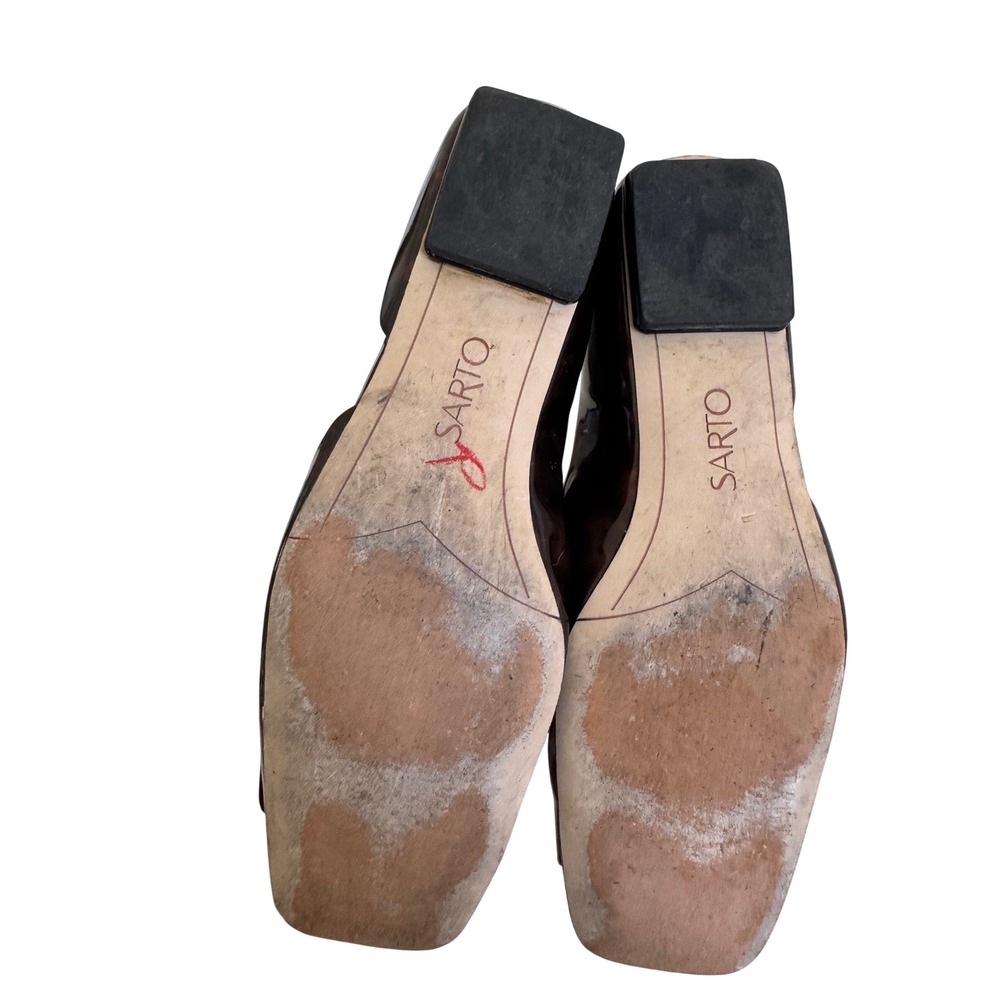 Franco Sarto Tracey Tortoise Patent D'Orsay Square Toe Flats 9M - Picture 10 of 10